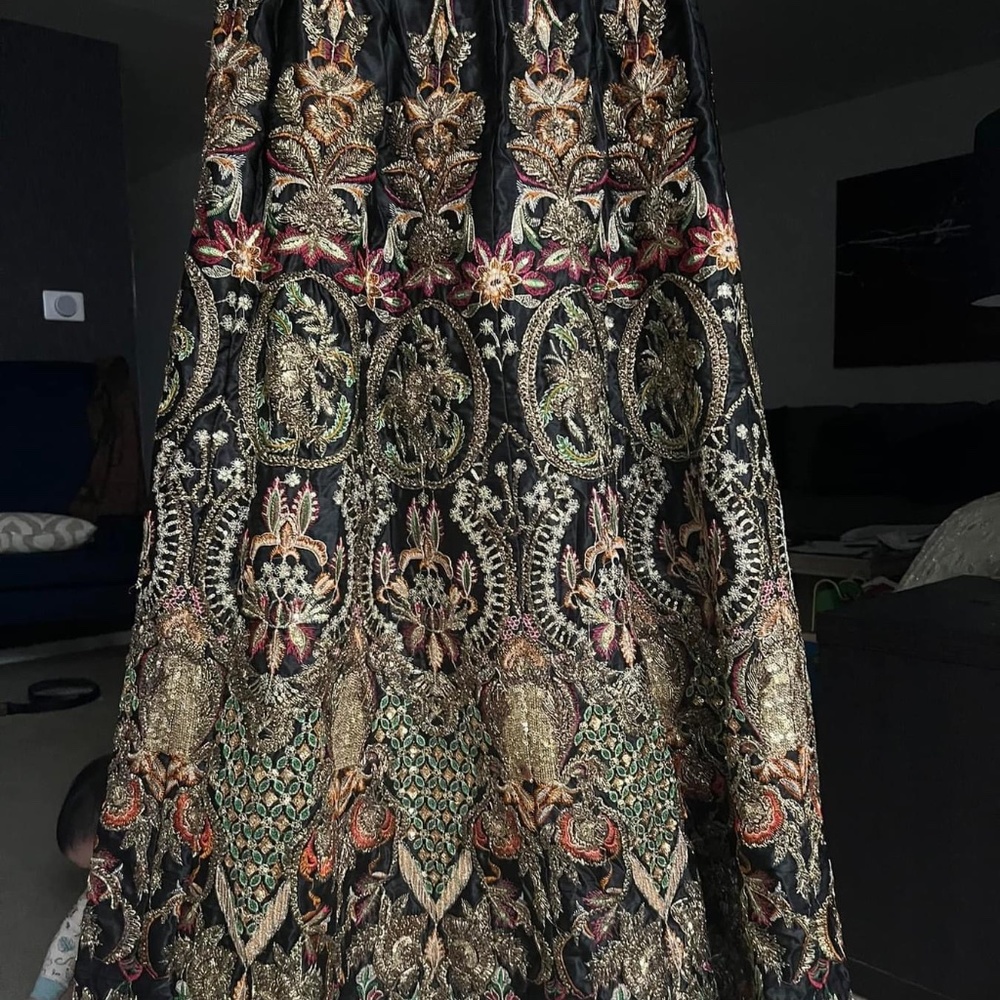 Brand new Black lengha with matching heavy gold dupatta